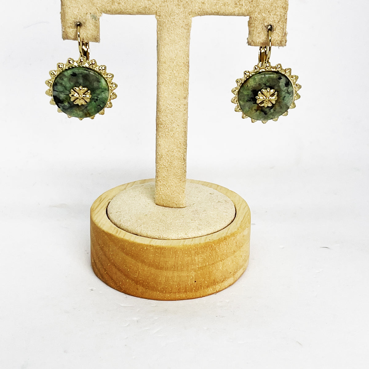 Boucles d'oreilles Soleils Verts Simples