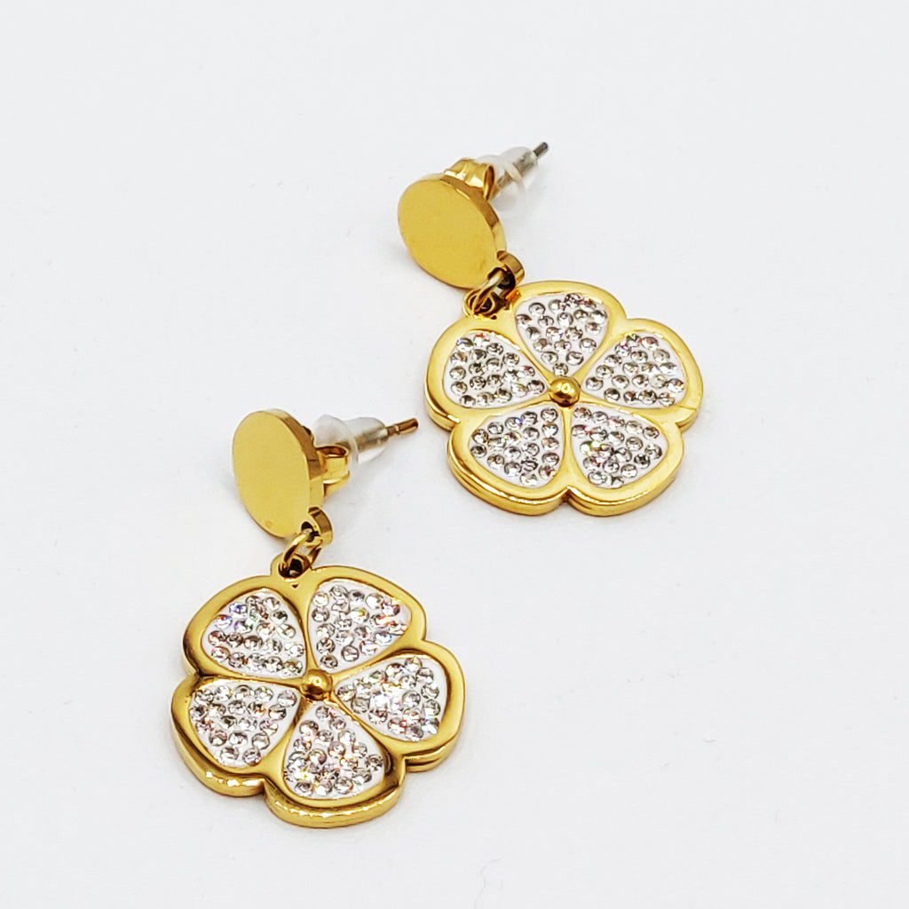 Boucles d'oreilles Torsade Marguerite Cristaux Luxe Pendentifs Descendants