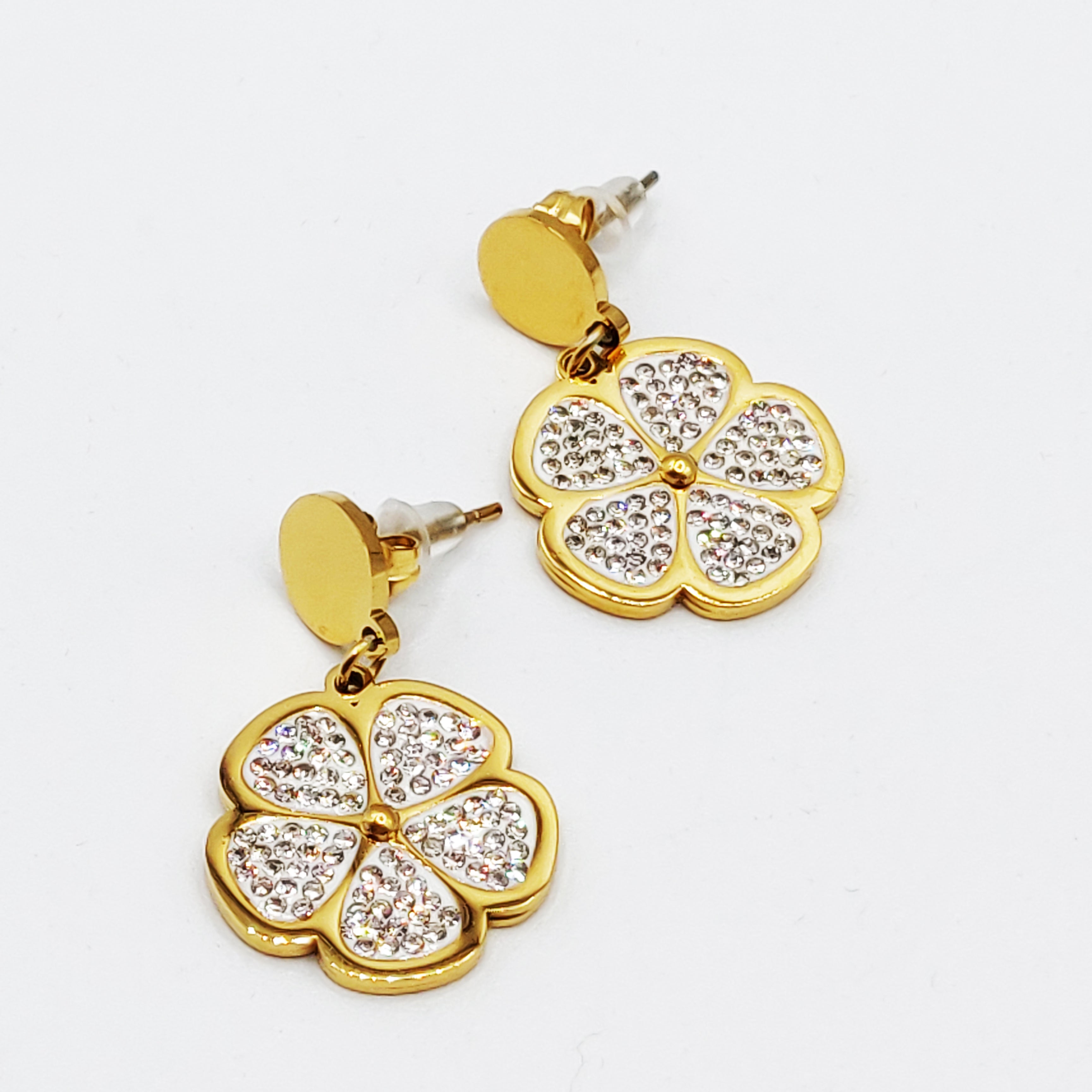 Boucles d'oreilles Torsade Marguerite Cristaux Luxe Pendentifs Descendants