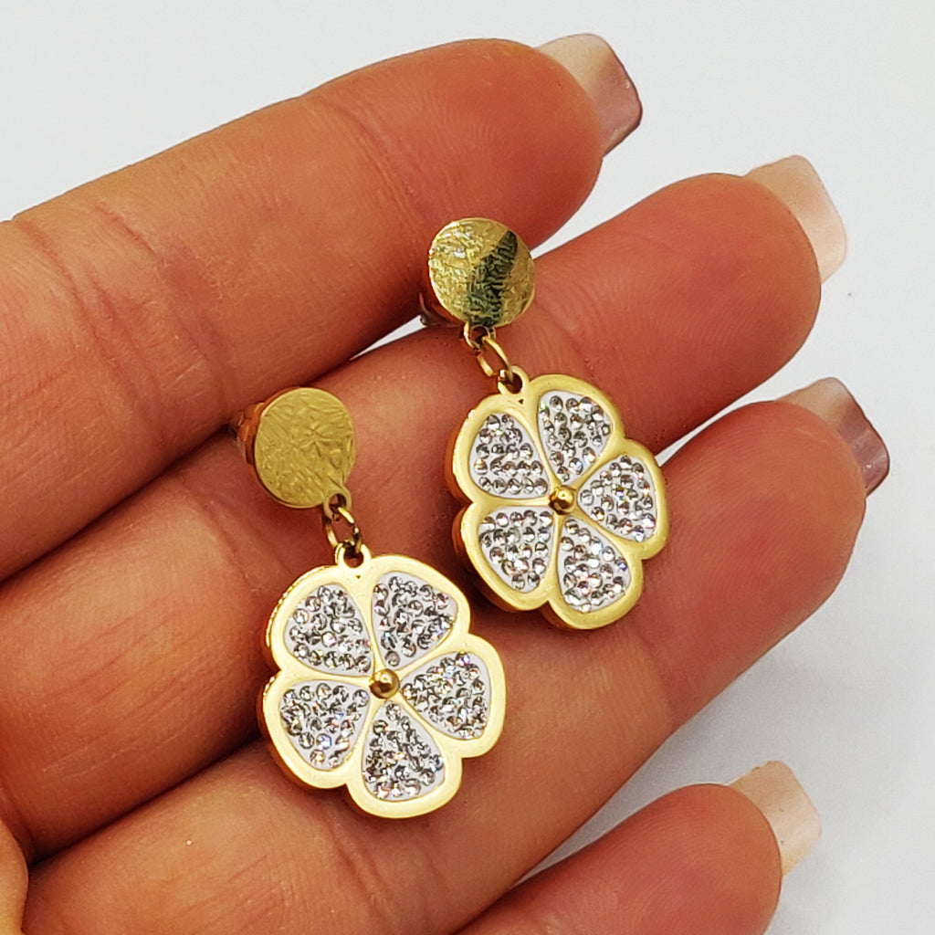 Boucles d'oreilles Torsade Marguerite Cristaux Luxe Pendentifs Descendants