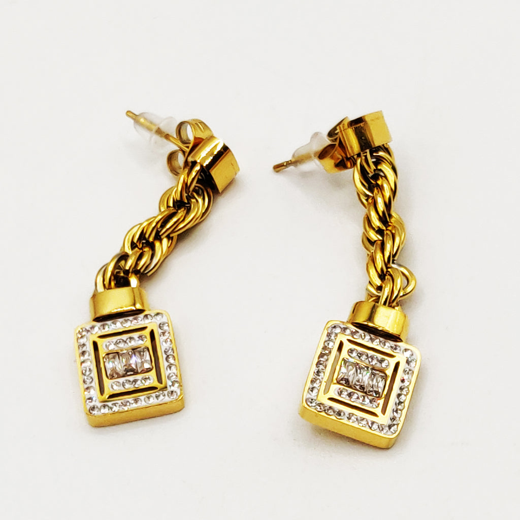 Boucles d'oreilles Torsade Multi Lignes Cristaux Luxe