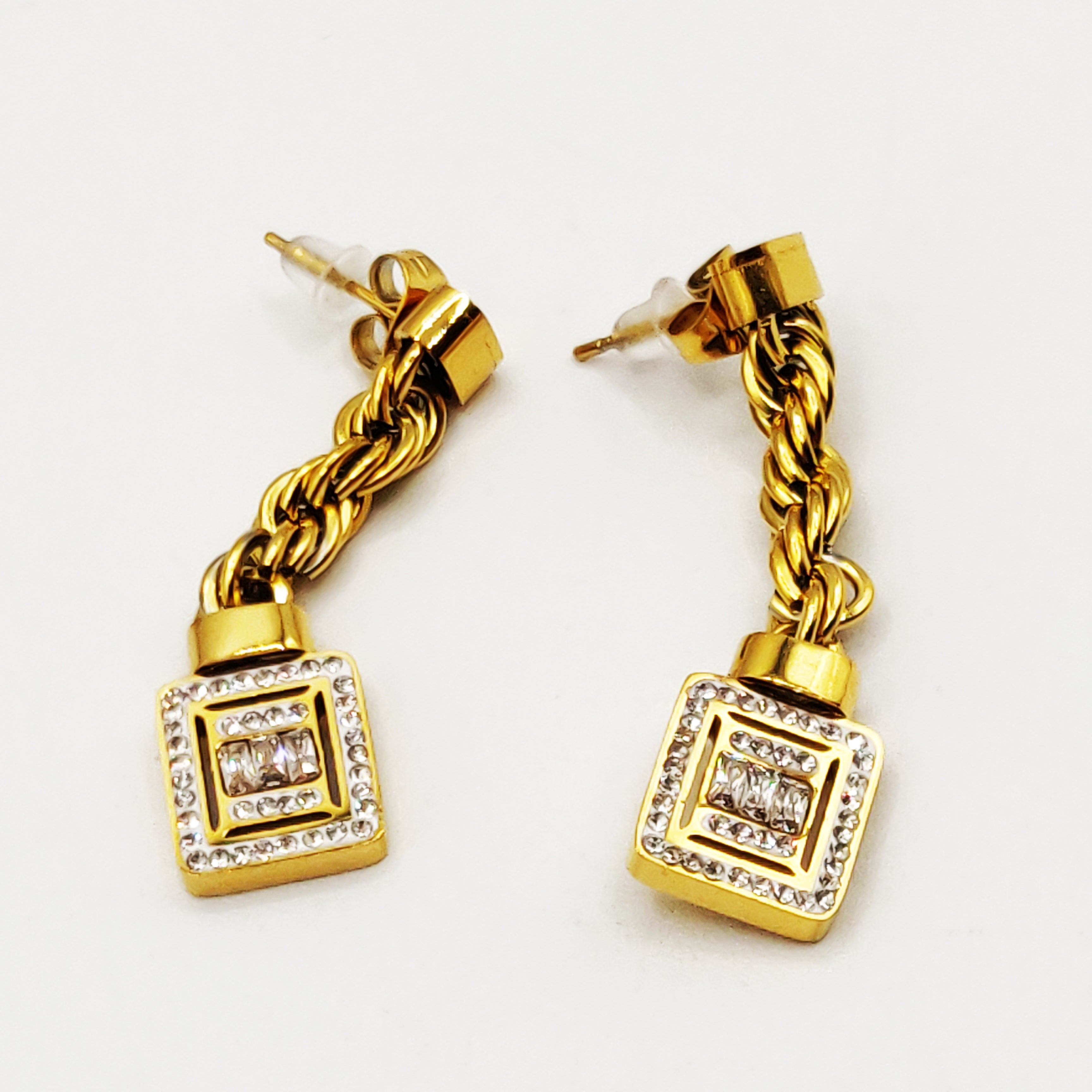 Boucles d'oreilles Torsade Multi Lignes Cristaux Luxe