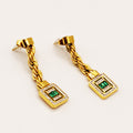 Boucles d'oreilles Torsade Multi Lignes Cristaux Verts