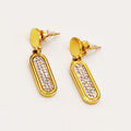 Boucles d'oreilles Torsade Multi Ligne Pendentifs Ovales Cristaux Descendants Luxe