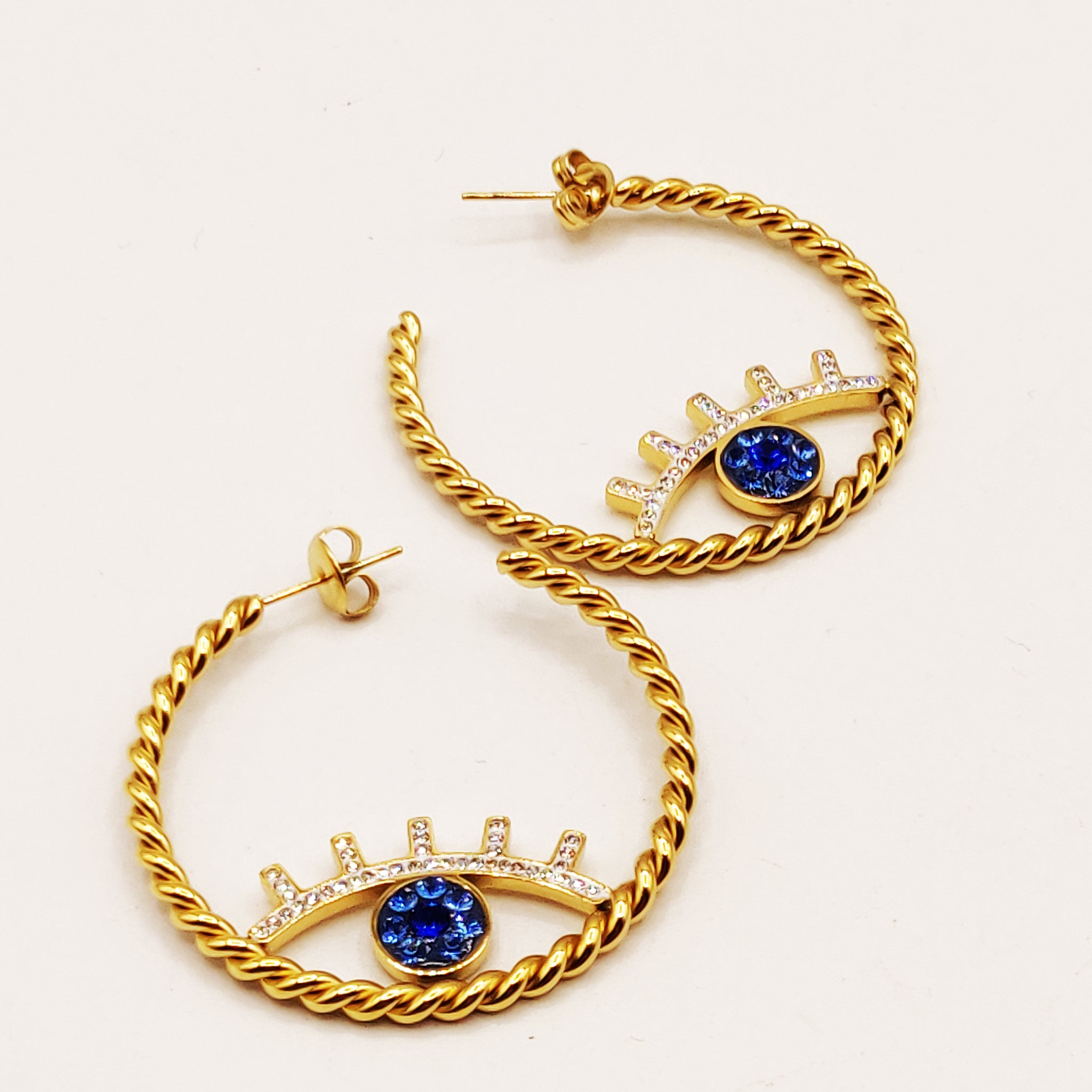 Boucles d'oreilles Torsade Oeil Bleu Luxe