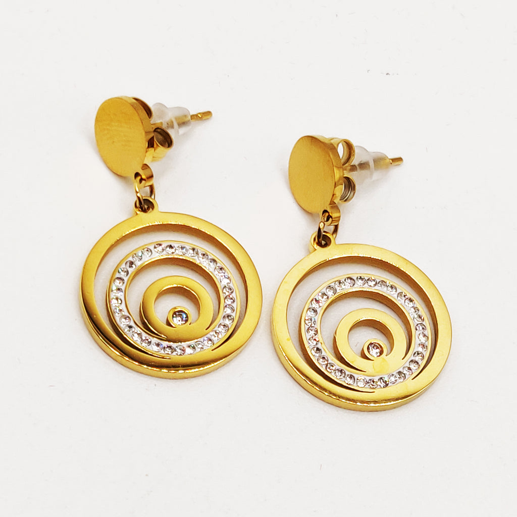 Boucles d'oreilles Torsade Pendentif Multi Cercles Luxe
