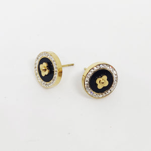 Boucles d'oreilles Trèfle Noir Cristaux