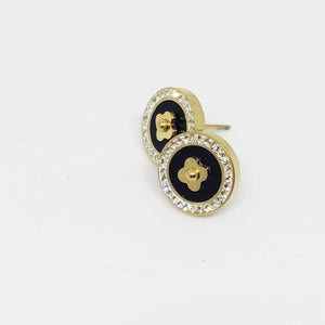 Boucles d'oreilles Trèfle Noir Cristaux