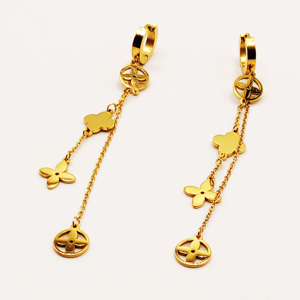 Boucles d'oreilles Trèfles et Étoiles Luxe Pendantes
