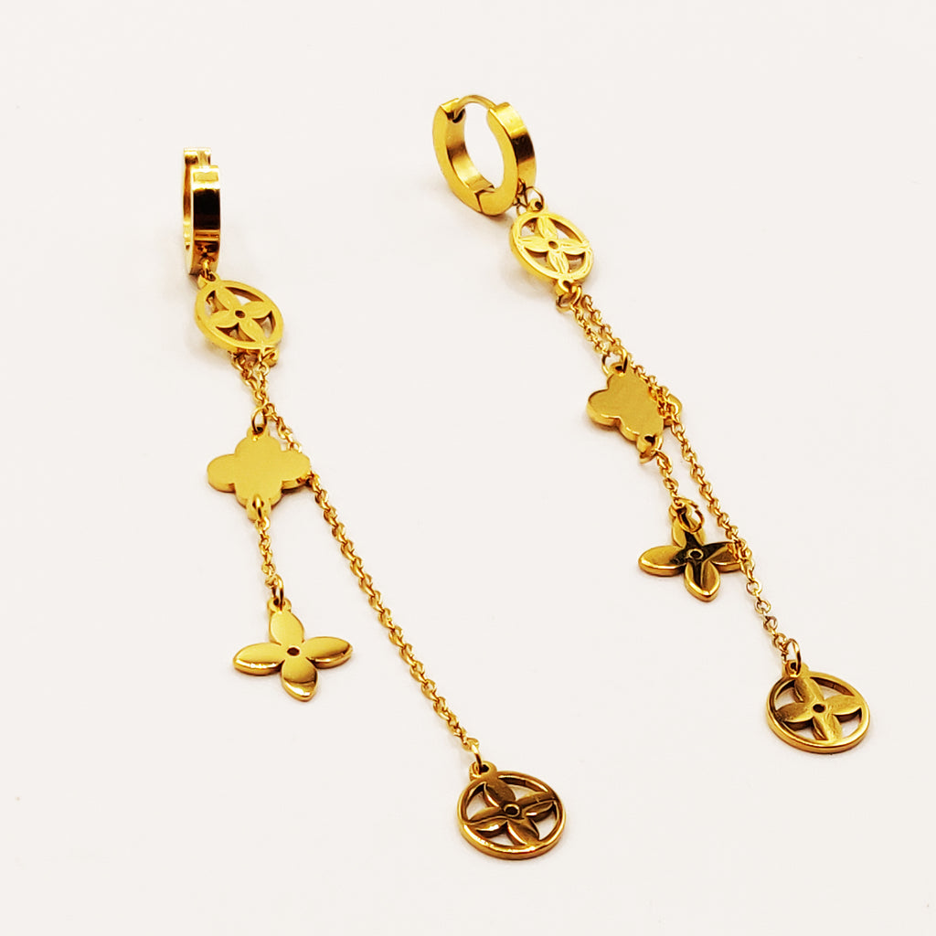 Boucles d'oreilles Trèfles et Étoiles Luxe Pendantes