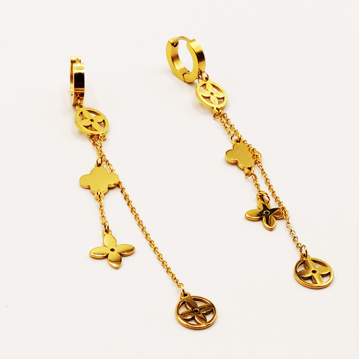 Boucles d'oreilles Trèfles et Étoiles Luxe Pendantes
