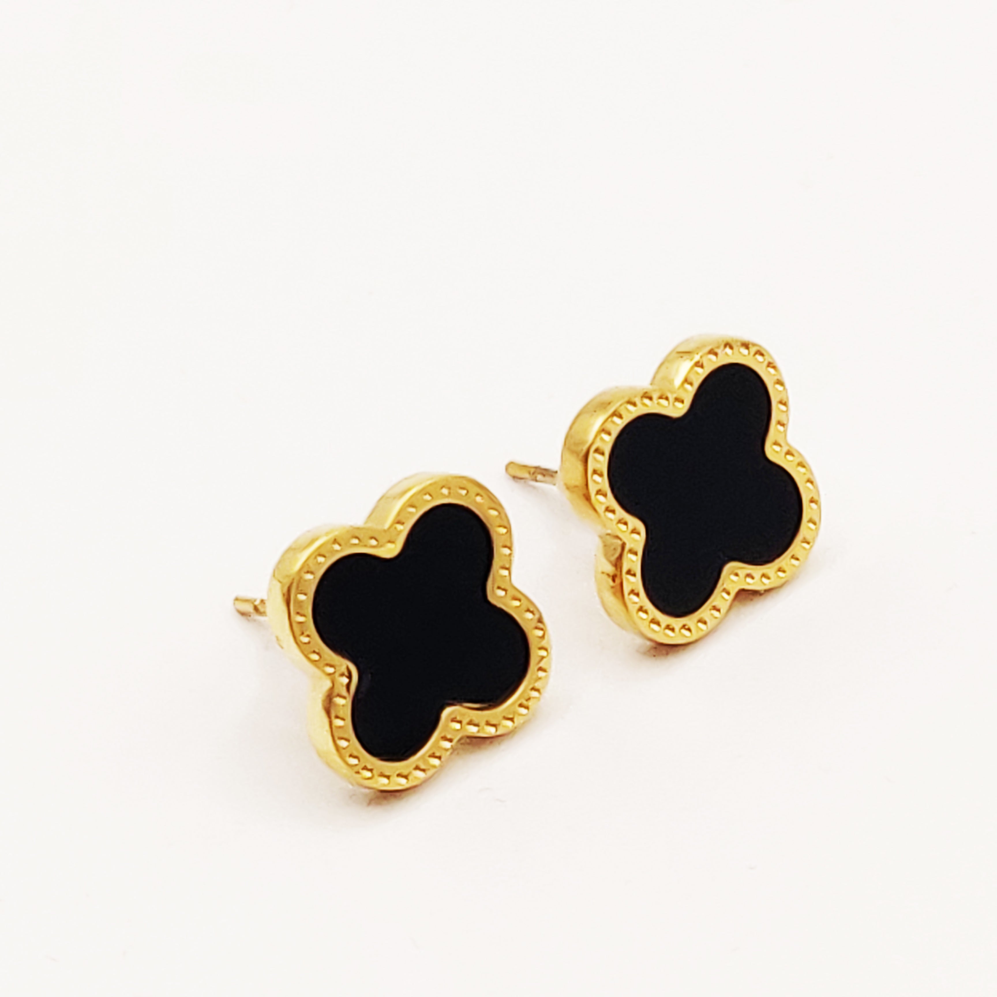 Boucles d'oreilles Trèfles Noirs