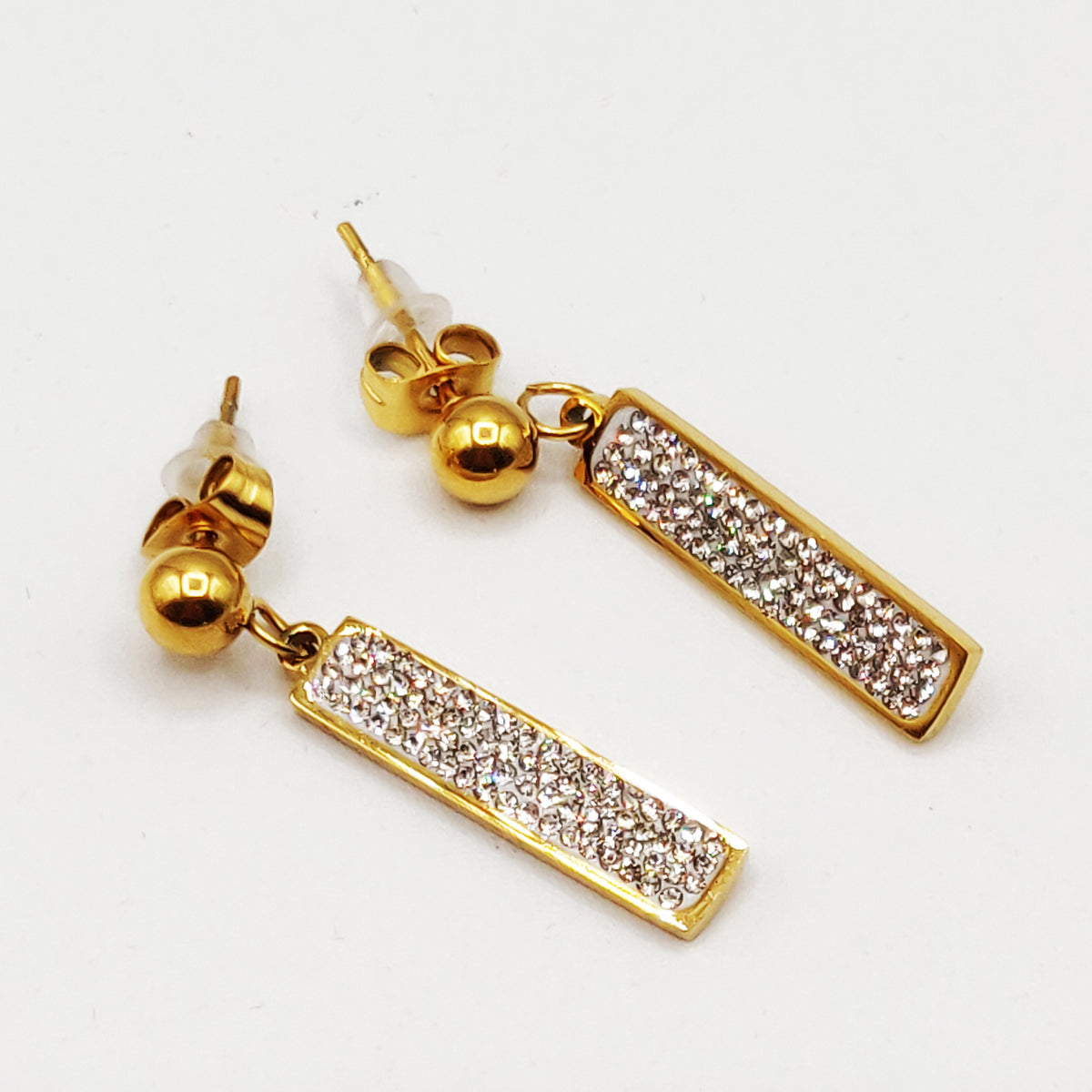Boucles d'oreilles Tresse Barre Cristaux Luxe