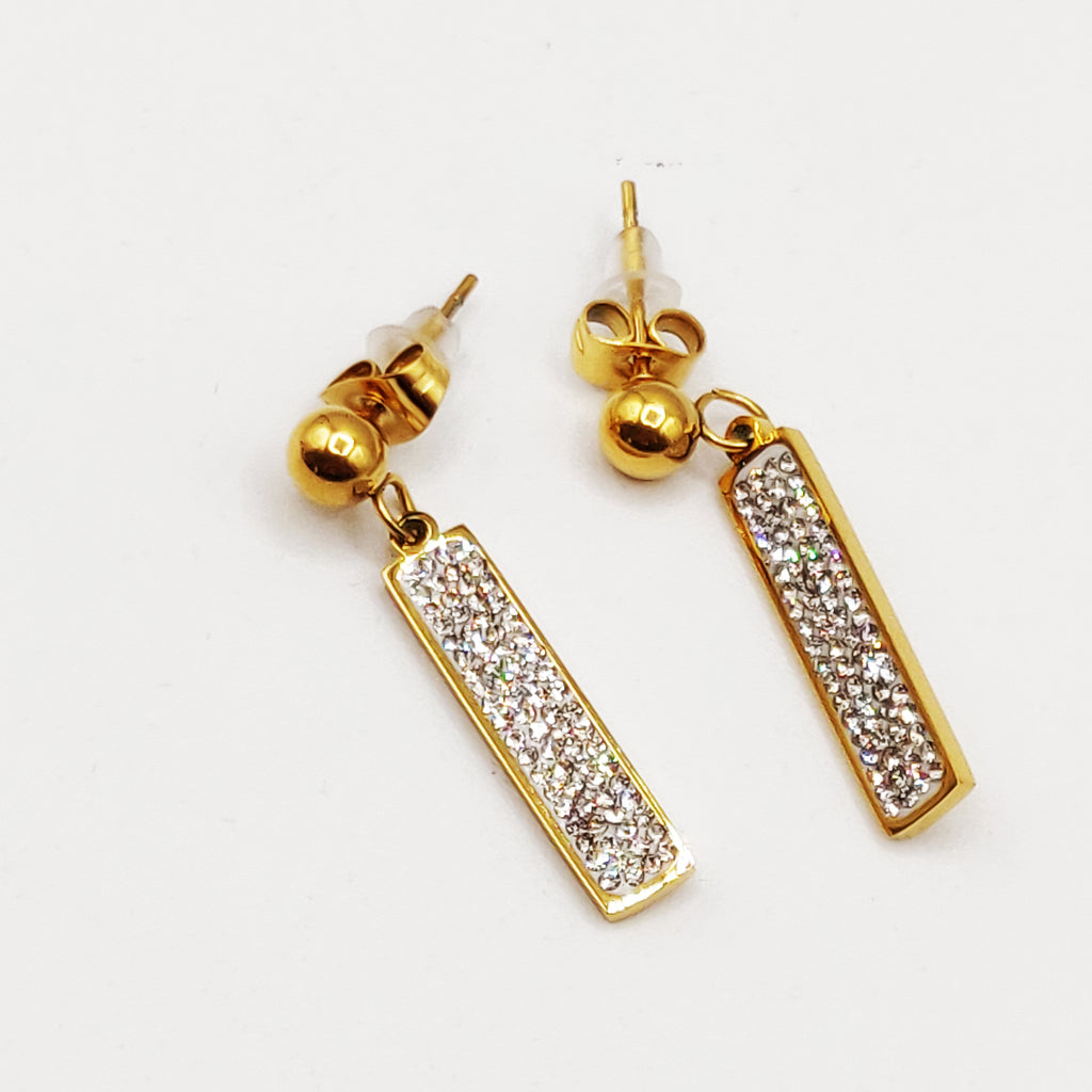 Boucles d'oreilles Tresse Barre Cristaux Luxe