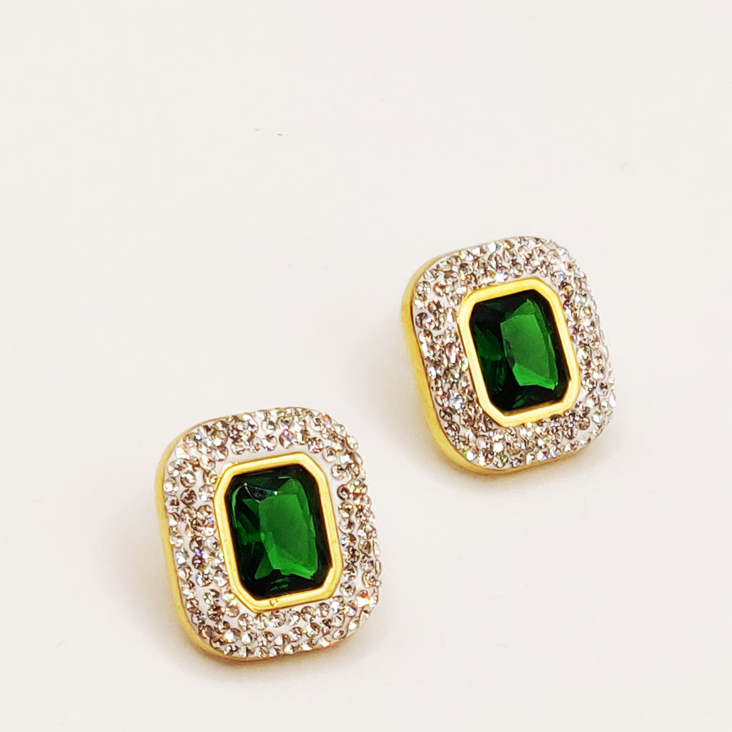 Boucles d'oreilles Cristal Vert Full Cristaux Luxe