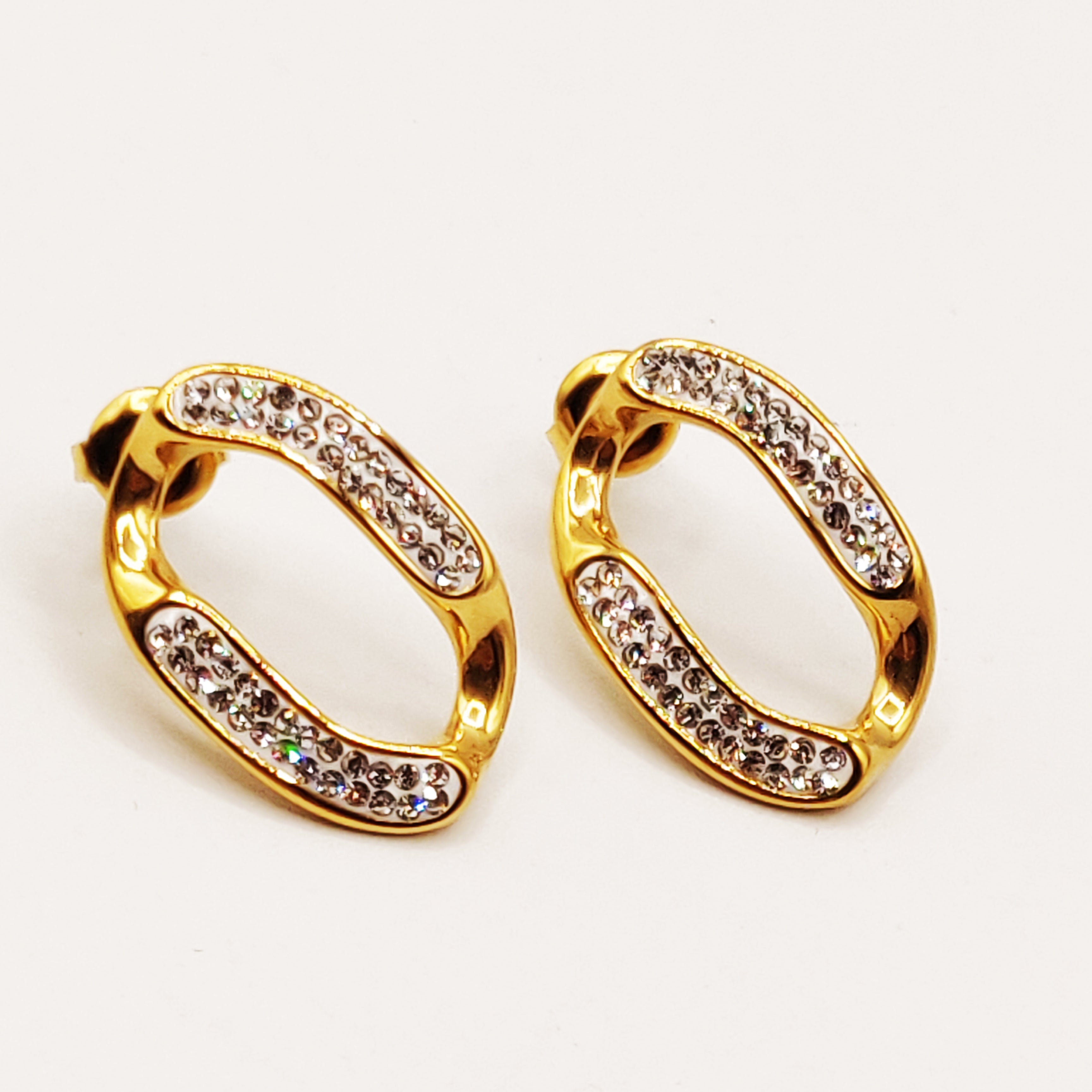 Boucles d'oreilles Tresse Épaisse Maillon Cristaux Luxe