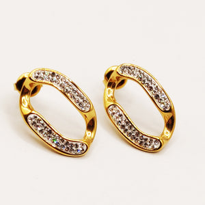 Boucles d'oreilles Tresse Épaisse Maillon Cristaux Luxe