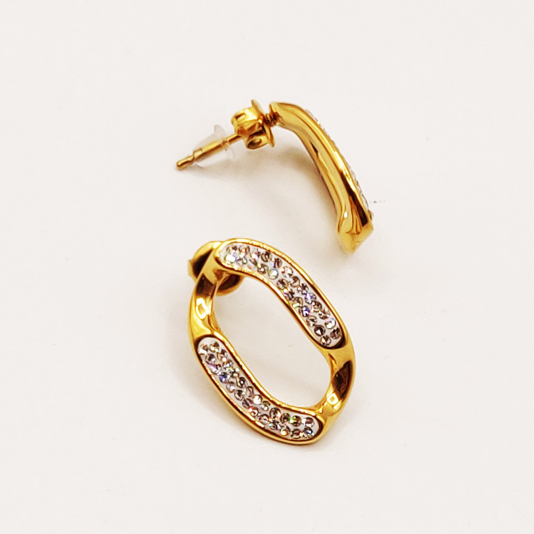 Boucles d'oreilles Tresse Épaisse Maillon Cristaux Luxe