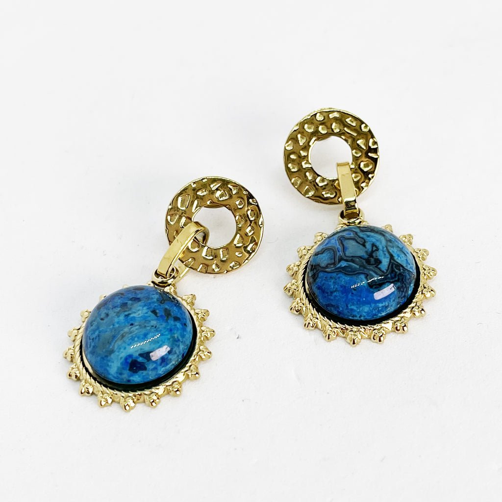 Boucles d'oreilles Tresse Soleil Bleu