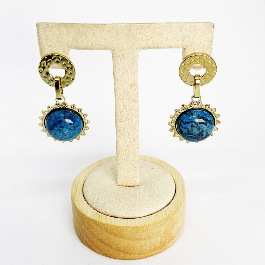 Boucles d'oreilles Tresse Soleil Bleu