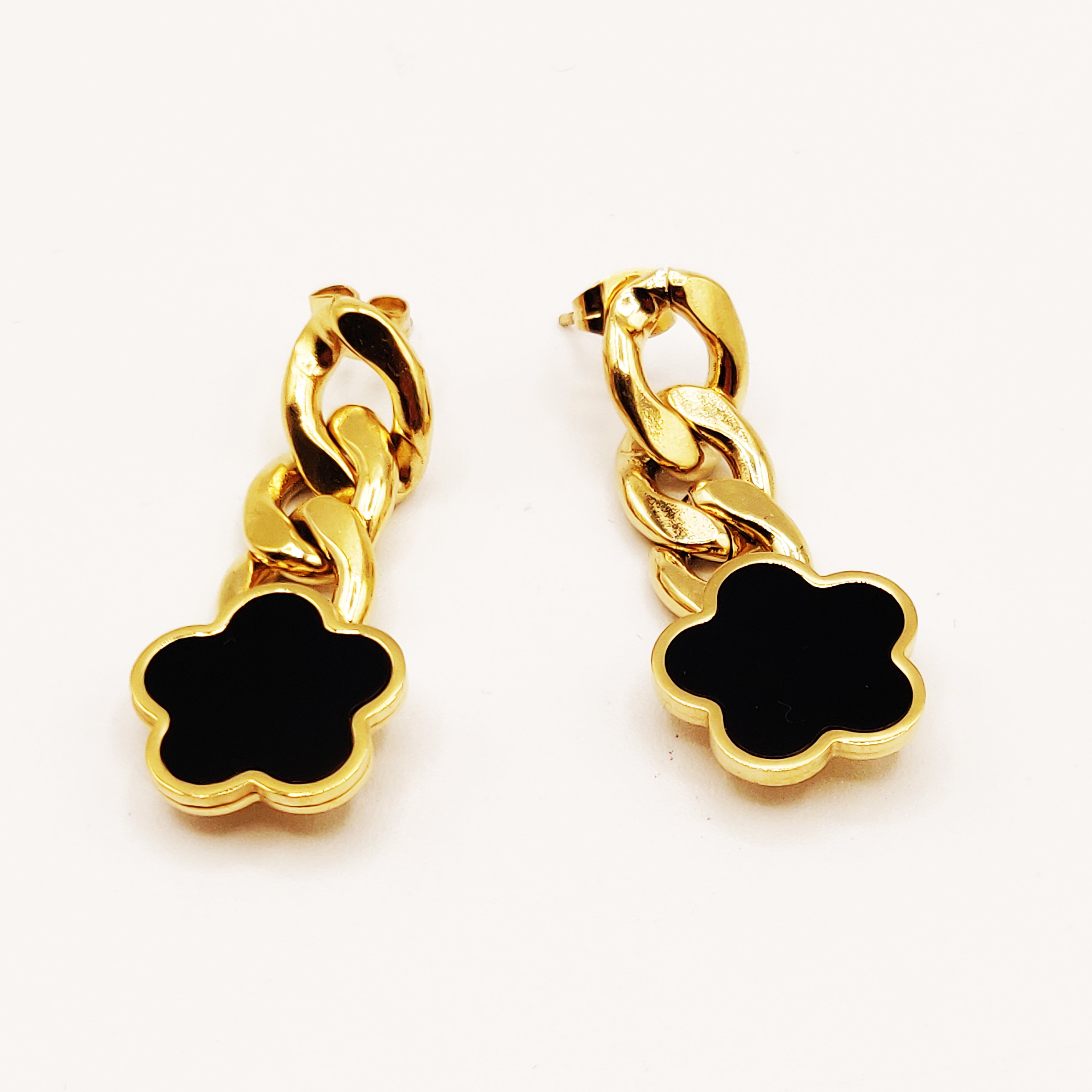 Boucles d'oreilles Tresses Marguerites Noires