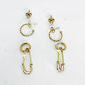 Boucles d'oreilles Triple Épingle et Perles Blanches
