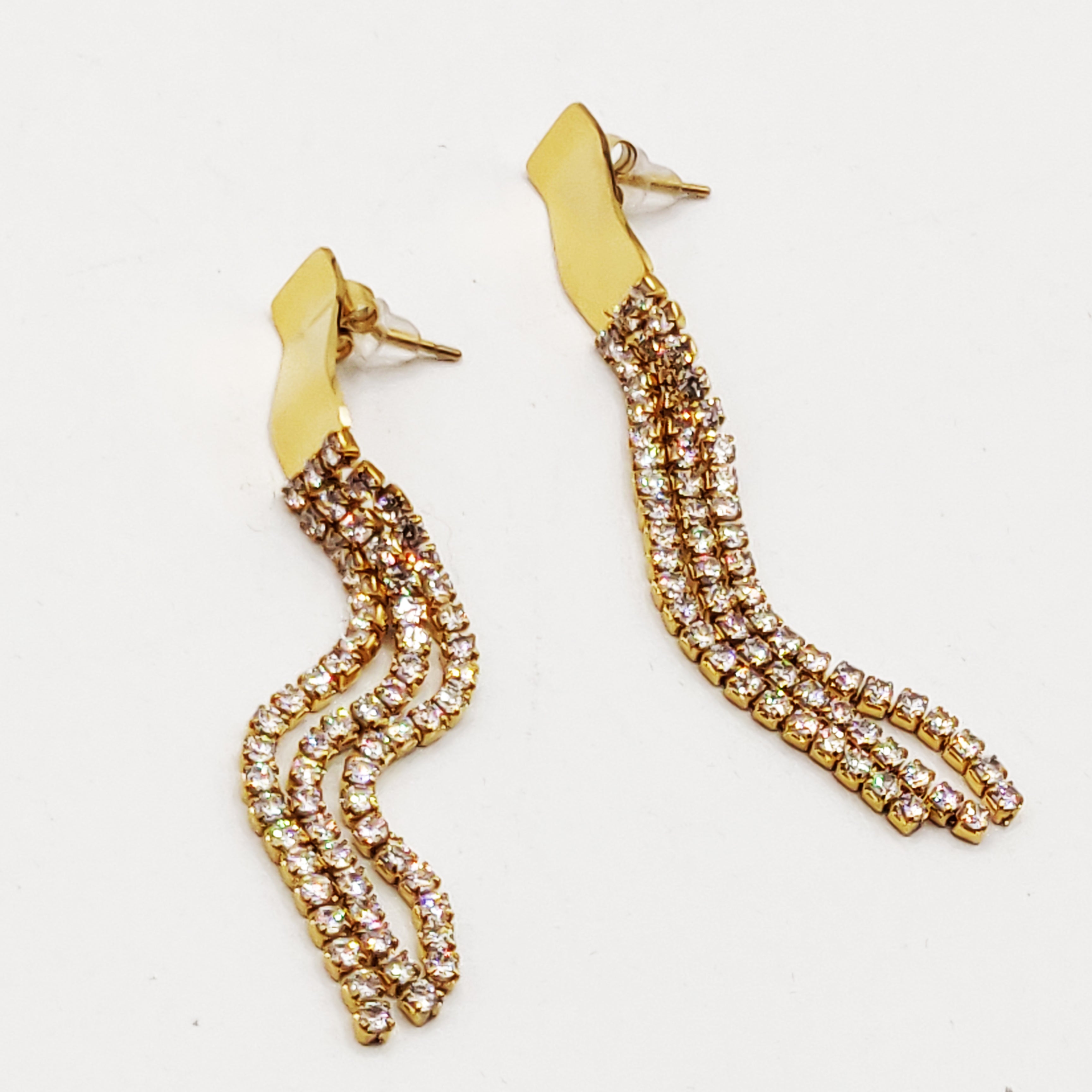Boucles d'oreilles Triple Lignes Cristaux Luxe
