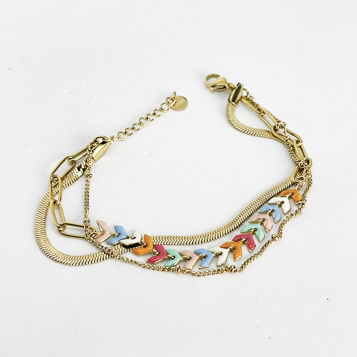 Bracelet Triple Feuilles Multicolores