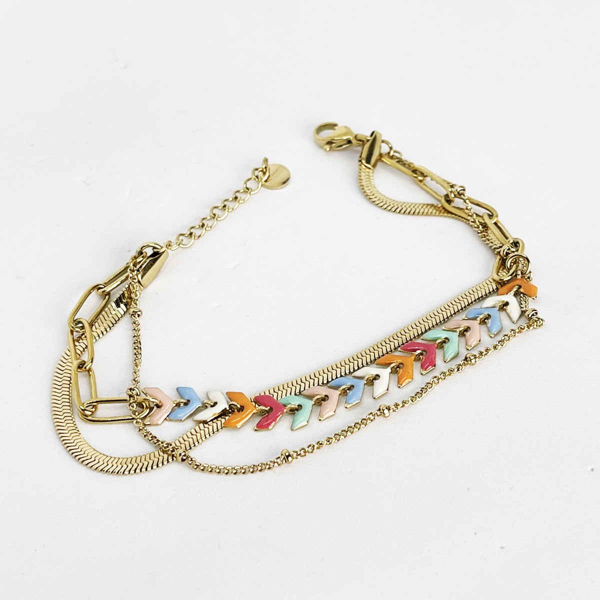 Bracelet Triple Feuilles Multicolores