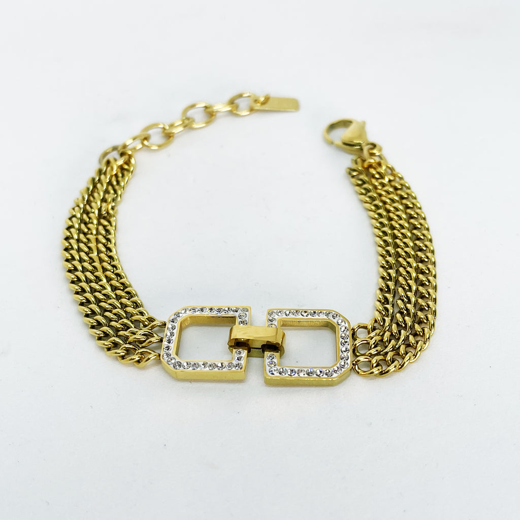 Bracelet 3 Chaînes Double D Luxe