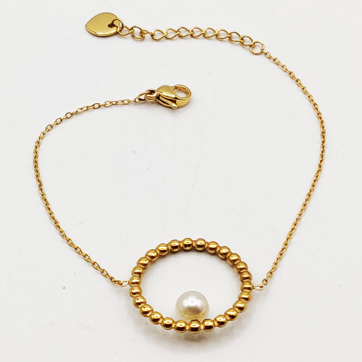 Bracelet Anneau et Perle Blanche