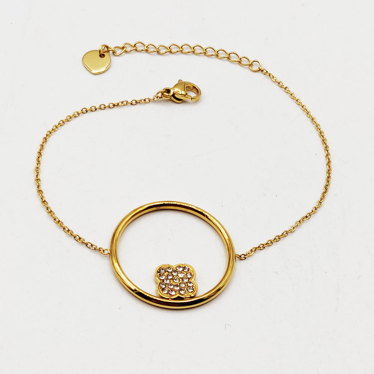 Bracelet Anneau Trèfle Cristaux Luxe
