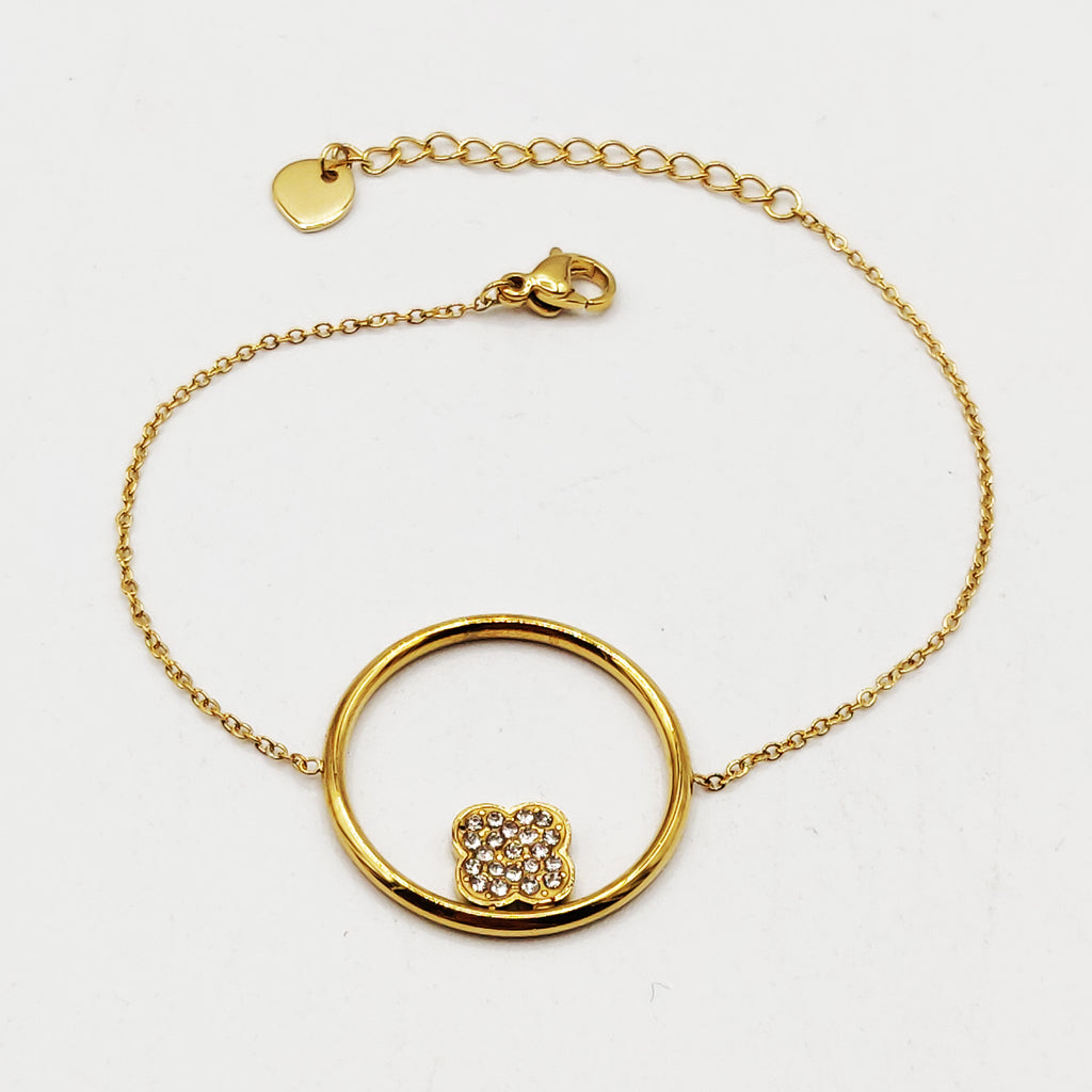 Bracelet Anneau Trèfle Cristaux Luxe