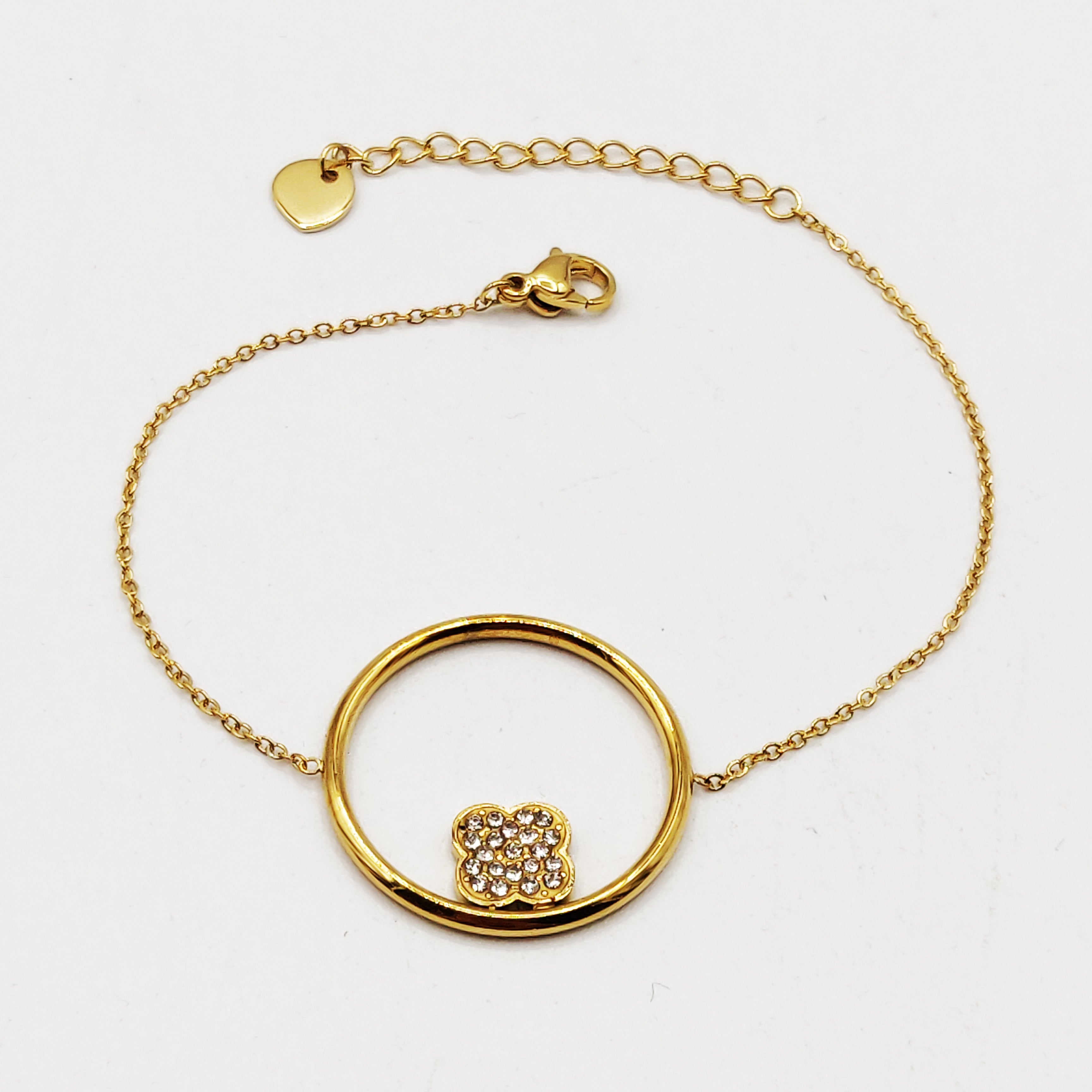 Bracelet Anneau Trèfle Cristaux Luxe