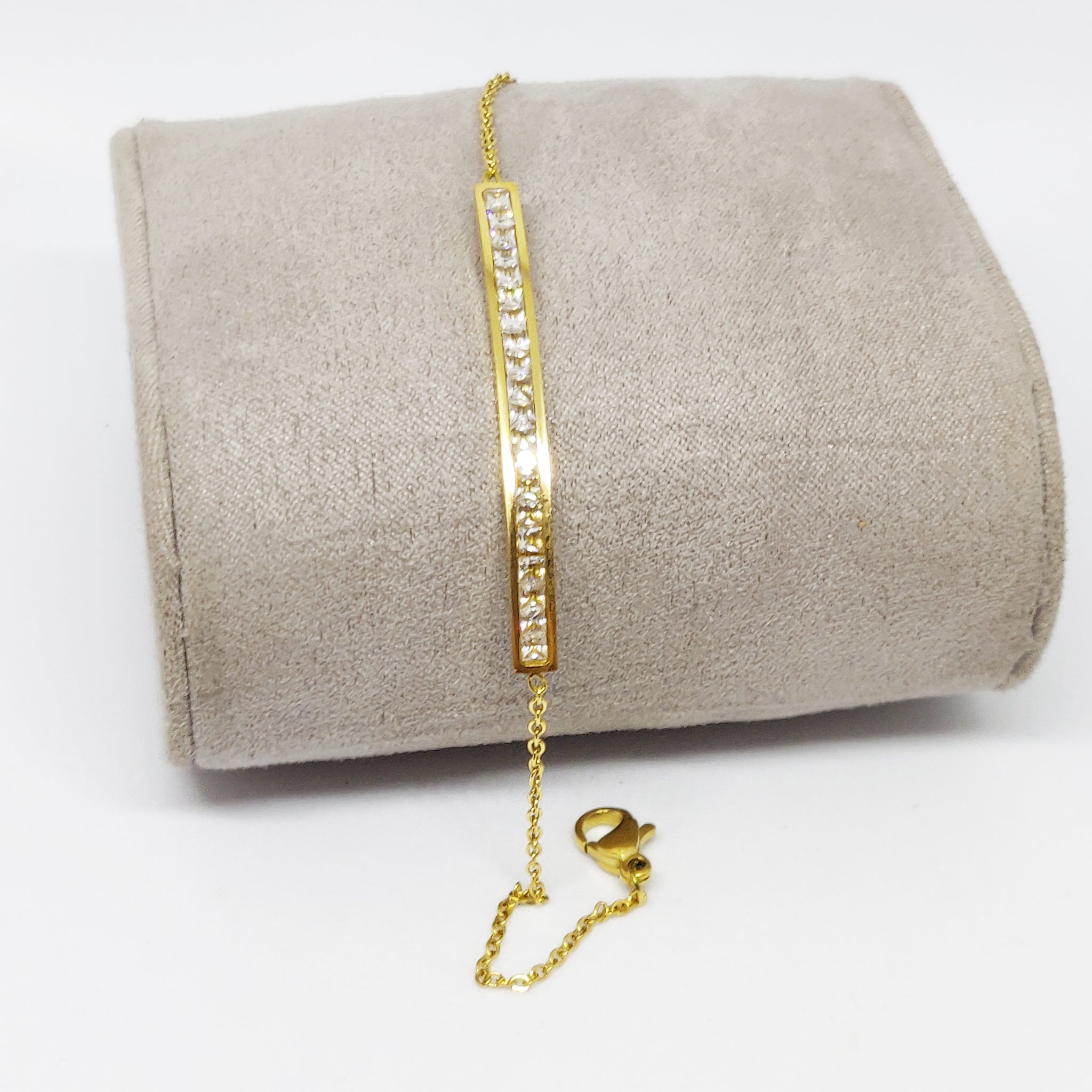 Bracelet Barre Cristaux Doré