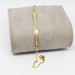 Bracelet Barre Cristaux Doré