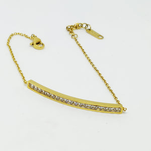 Bracelet Barre Cristaux Doré