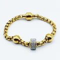 Bracelet Boules Dorées et Cristaux