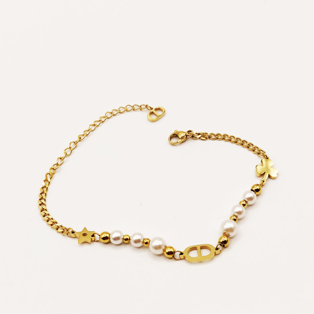 Bracelet ᗡD Luxe Trèfle Étoile et Perles