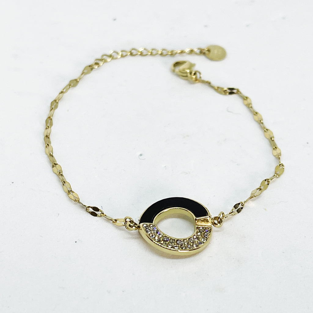 Bracelet Cercle Mi-Noir Mi-Cristaux