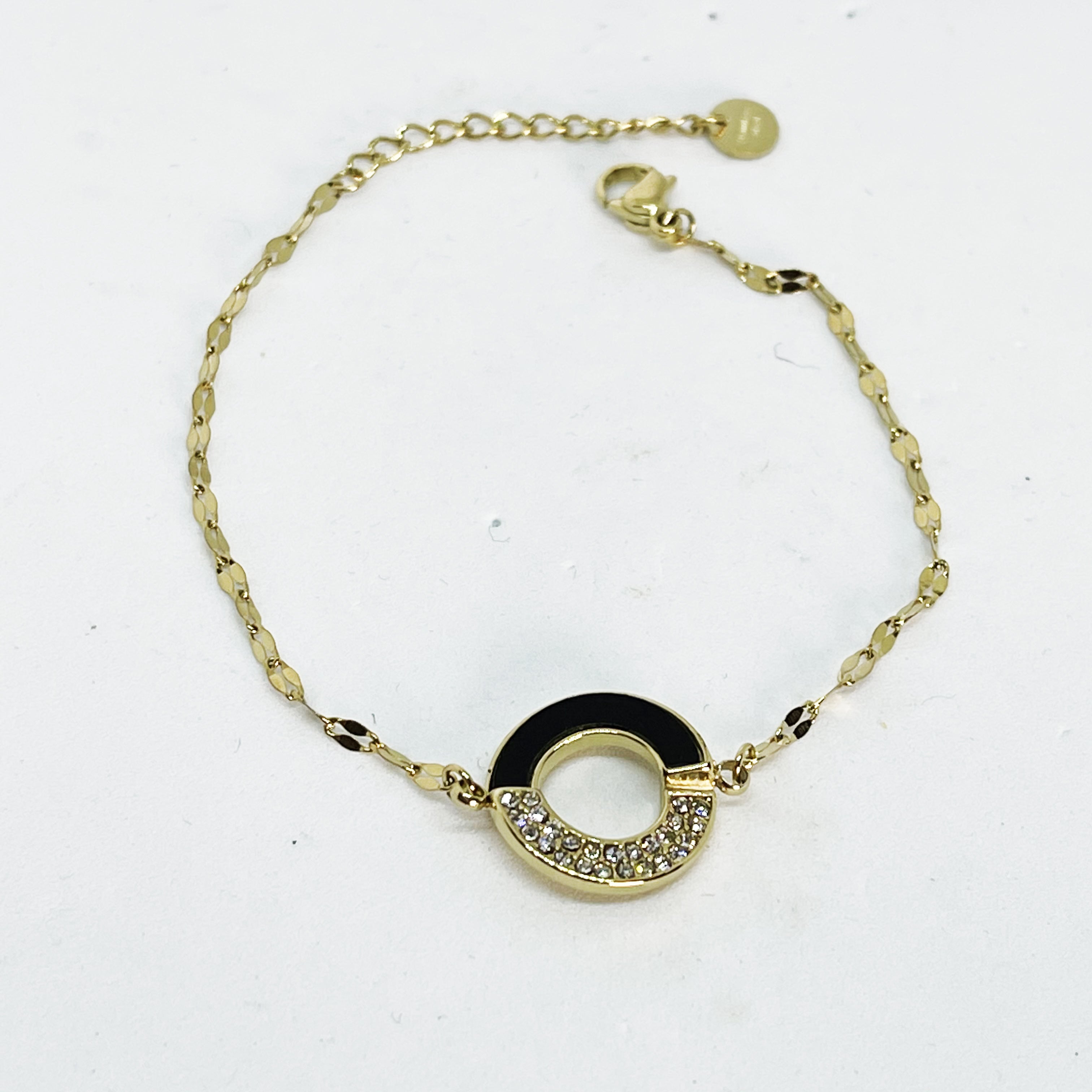 Bracelet Cercle Mi-Noir Mi-Cristaux