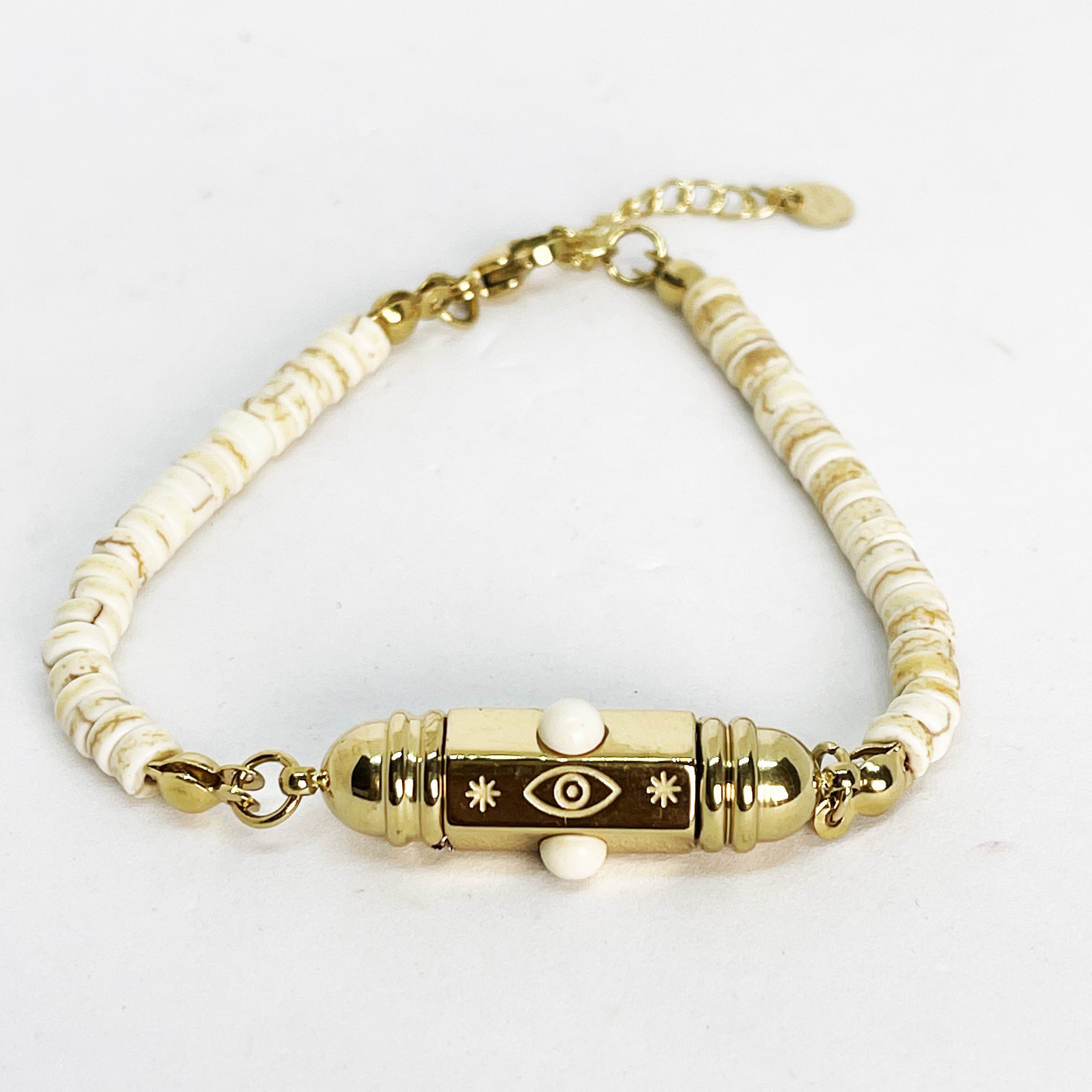 Bracelet Cercles Blancs et Cylindre Oeil