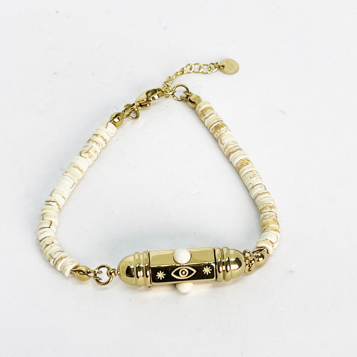 Bracelet Cercles Blancs et Cylindre Oeil