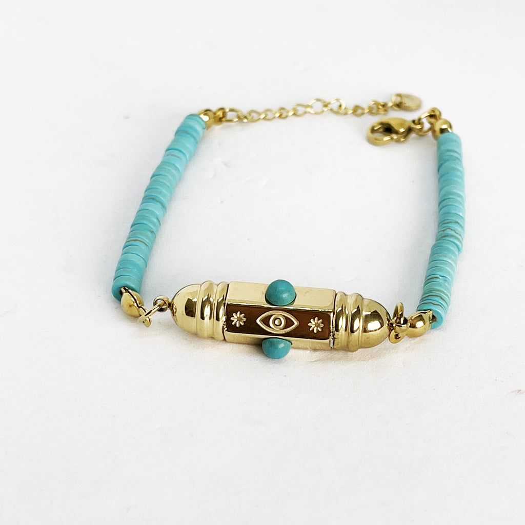 Bracelet Cercles Bleus et Cylindre Oeil