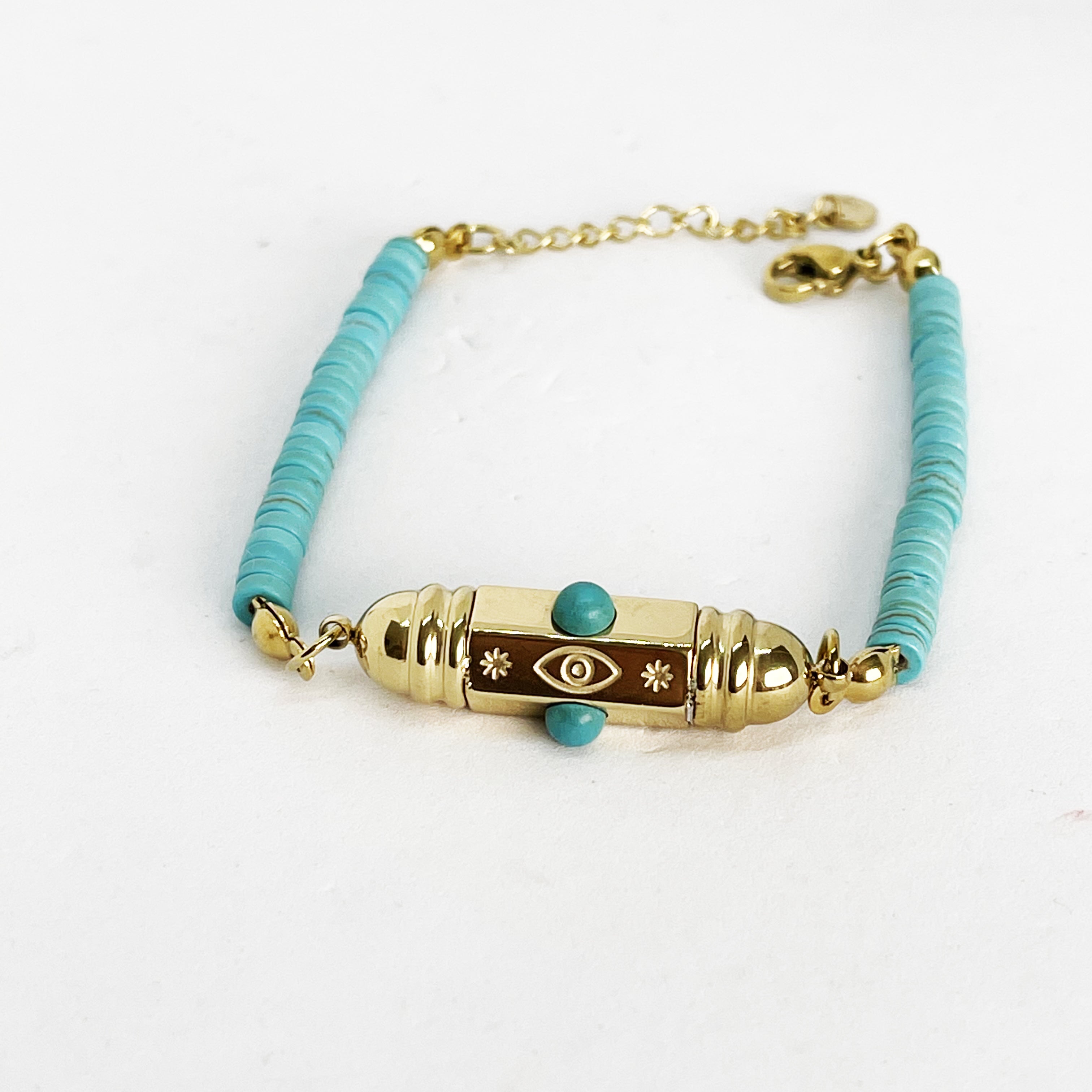 Bracelet Cercles Bleus et Cylindre Oeil