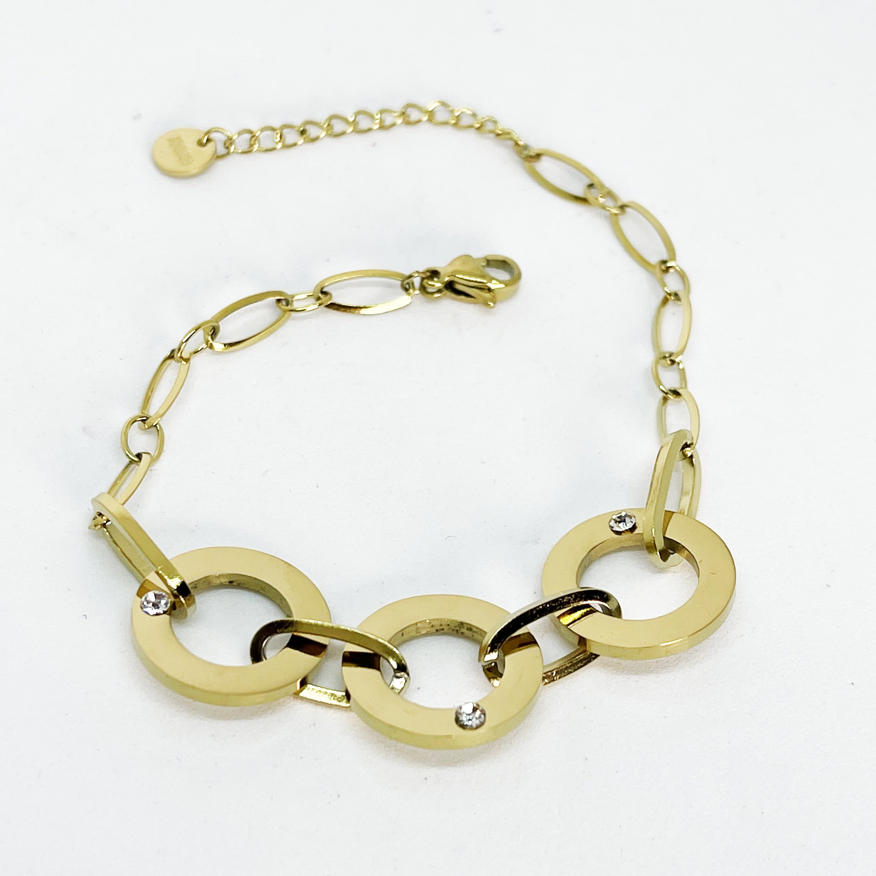 Bracelet Chaîne 3 Cercles Cristaux