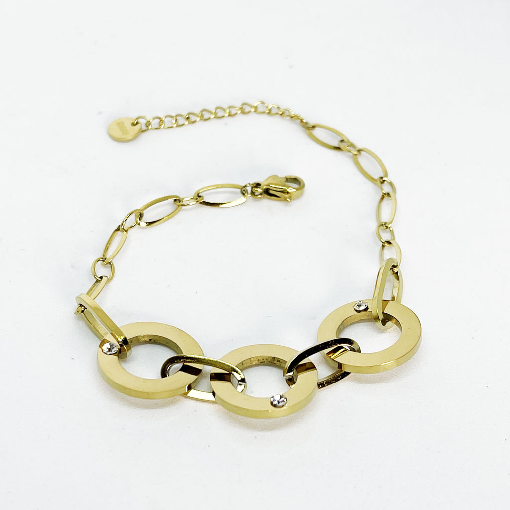 Bracelet Chaîne 3 Cercles Cristaux