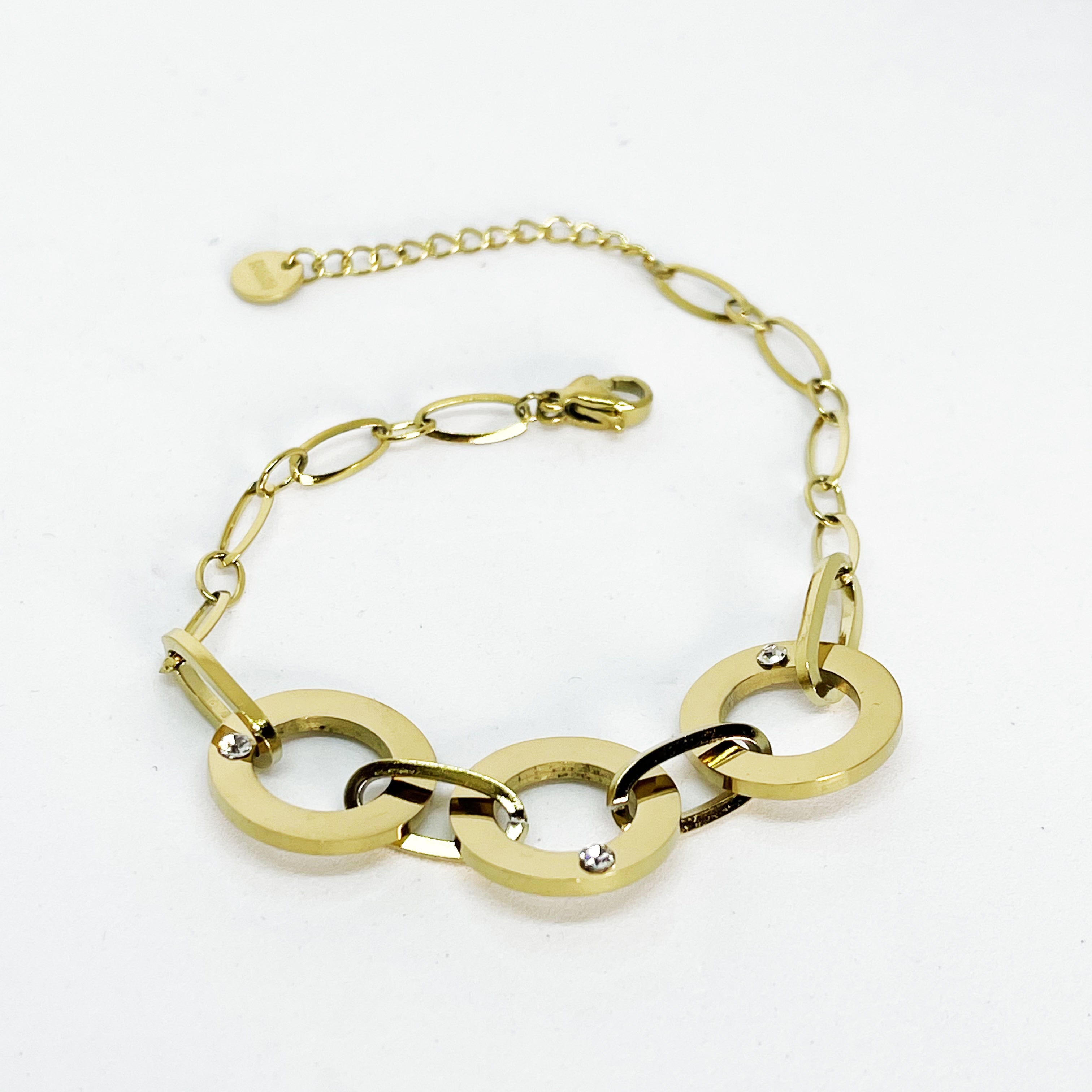 Bracelet Chaîne 3 Cercles Cristaux