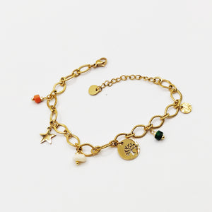 Bracelet Chaîne Arbre, Étoile et Perles