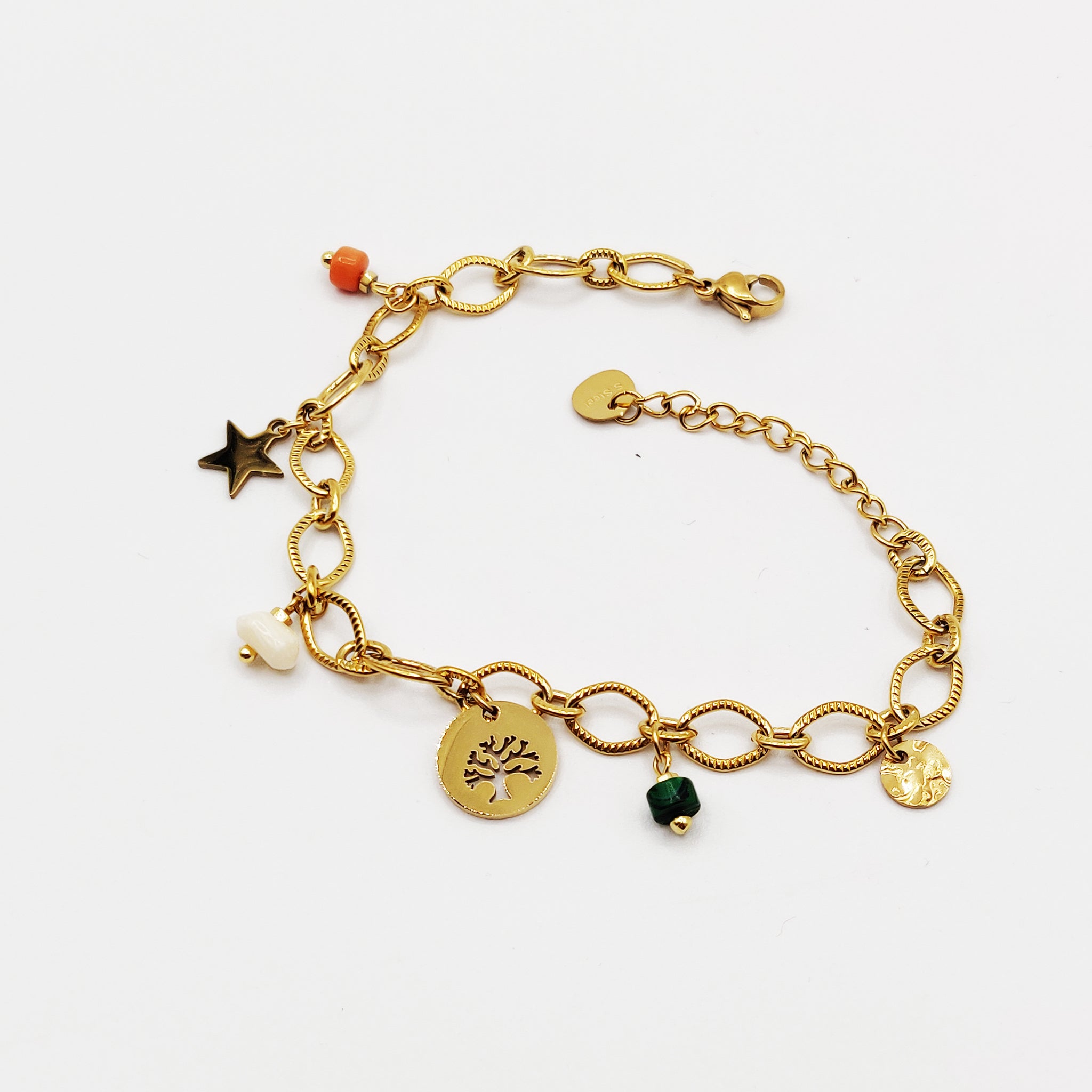 Bracelet Chaîne Arbre, Étoile et Perles